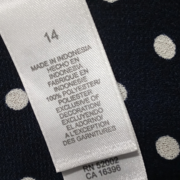 Emma James Blouse Sheer Blue White Polka Dots Size 14 - Picture 4 of 9